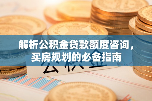 武隆解析公积金贷款额度咨询，买房规划的必备指南