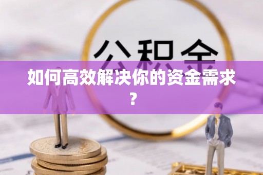 武隆如何高效解决你的资金需求？