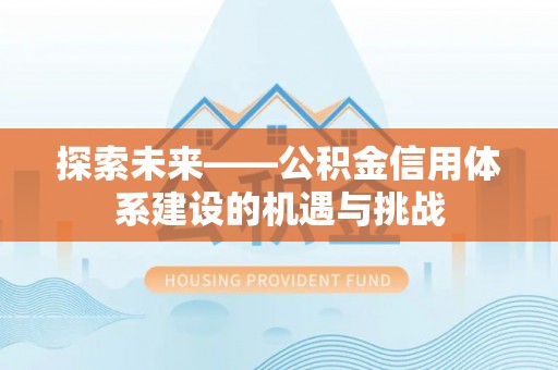 武隆探索未来——公积金信用体系建设的机遇与挑战