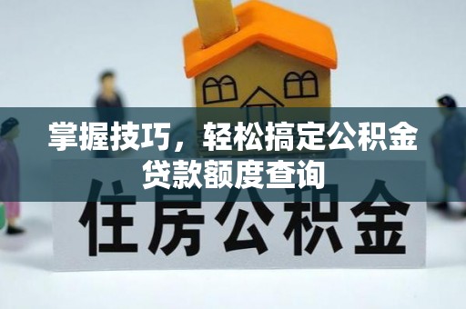 武隆掌握技巧，轻松搞定公积金贷款额度查询
